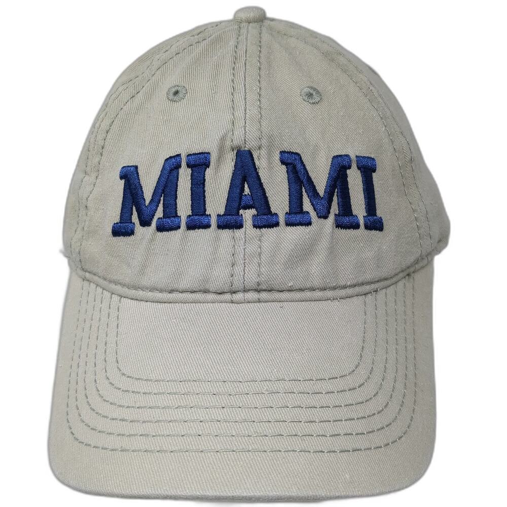 ESY Baseball Cap Beige One Size Embroidered Miami Slideback Cotton Strap Hat